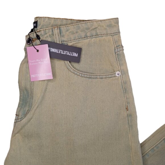 Pretty Little Thing Womens Size 8 Jeans Vintage Wash Wide Leg Low Rise Jeans Y2K - Picture 5 of 10